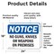 Signmission No Guns Knives Or Weapons On Premises OSHA Notice Sign, Vinyl Decal, 24in W x 18in L, 2PK OS-2PACK-NS-D-1824-L-16135 - alternate 5